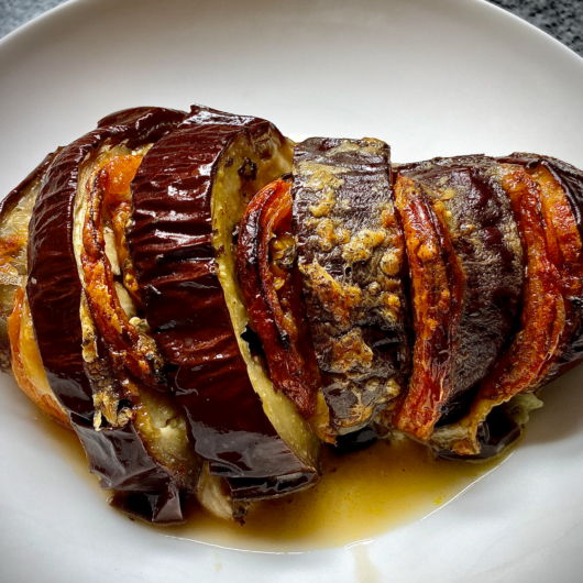 STUFFED HASSELBACK AUBERGINE